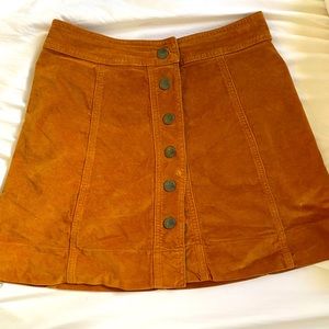 Velveteen A-Line Mini Skirt: Button-Front Edition